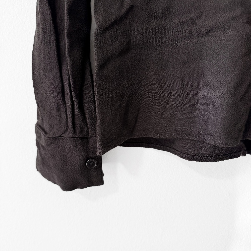 reformation black silky button up shirt capris pant matching set - Picture 6 of 7